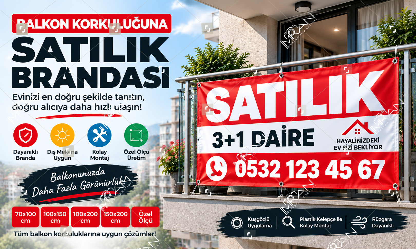 Balkon Korkuluğuna Satılık Brandası