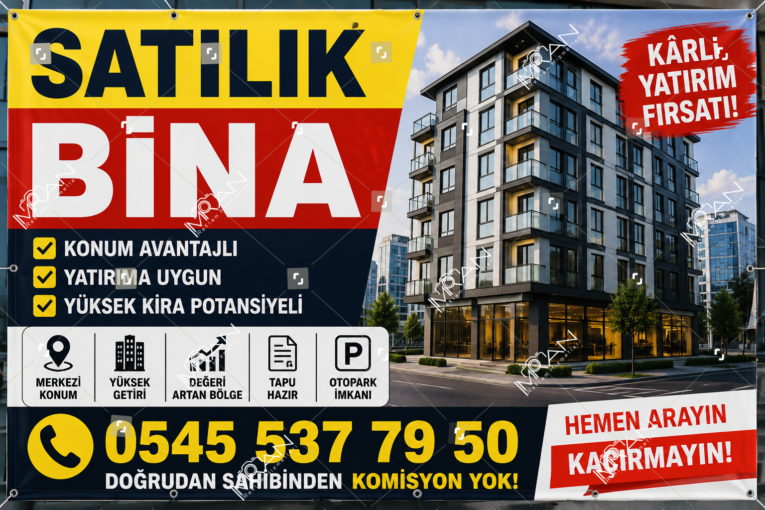 Satılık Bina Branda Afişi