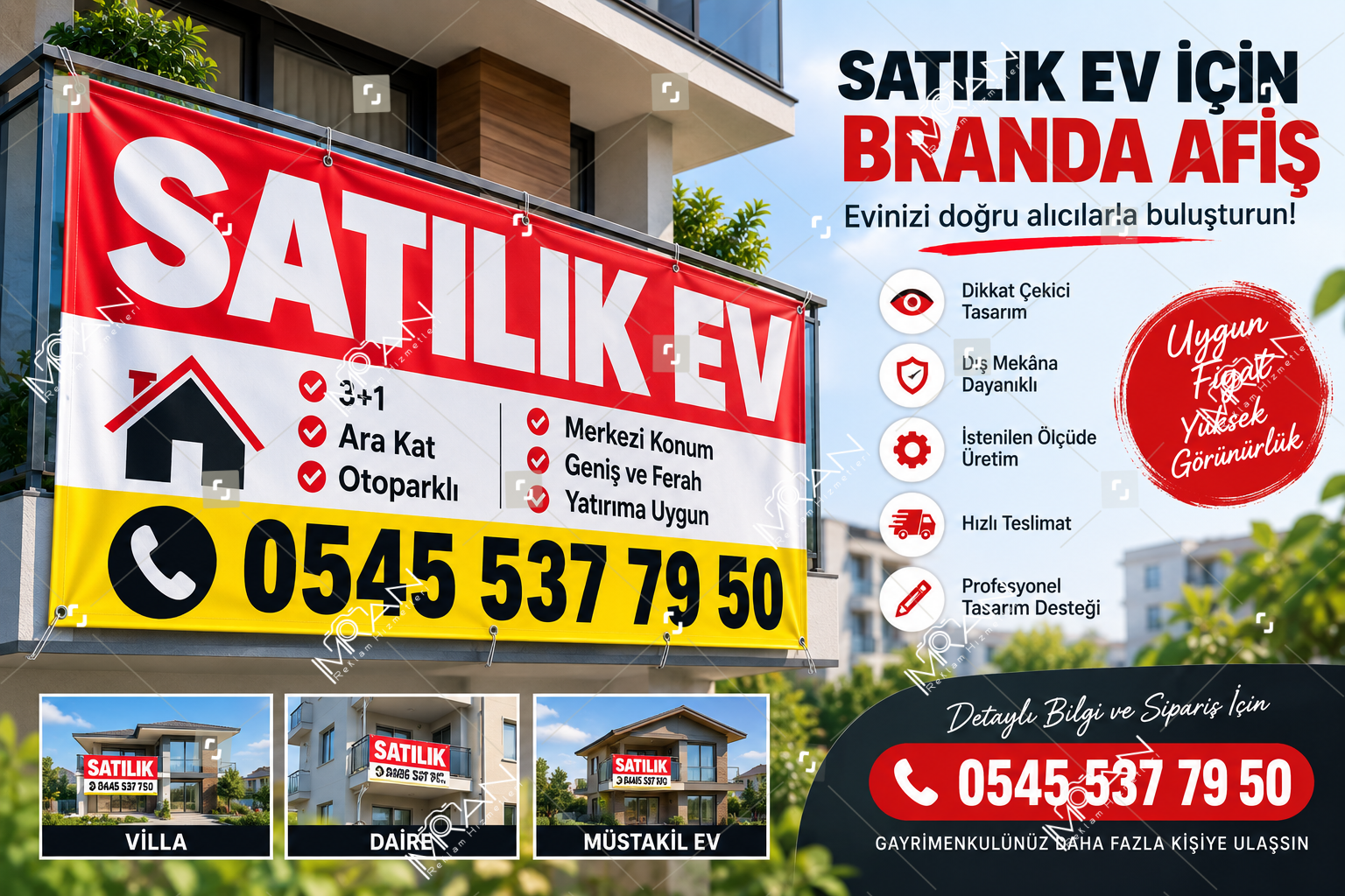 Satılık Ev İçin Branda Afiş